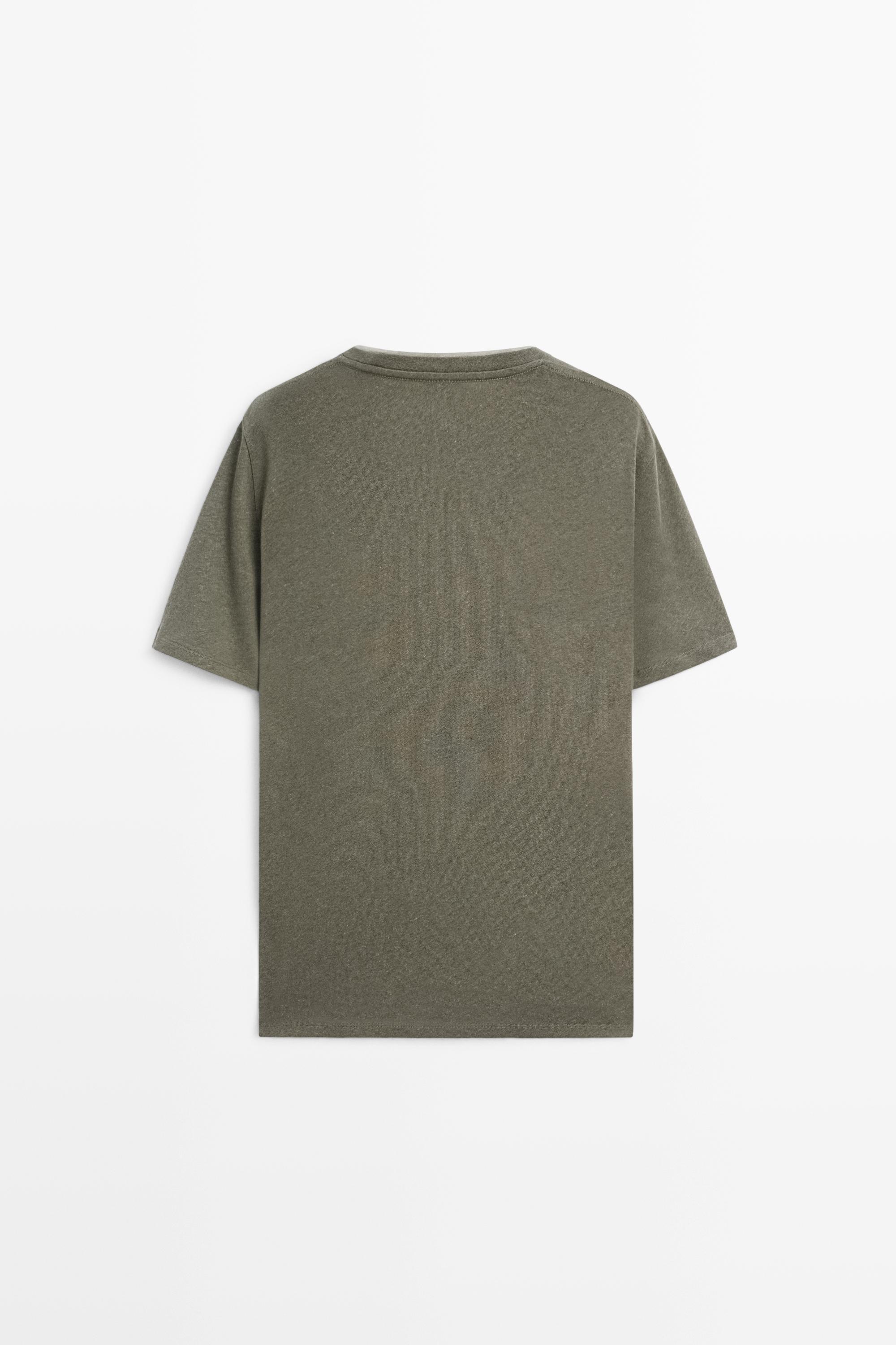 Linen and cotton double-collar T-shirt
